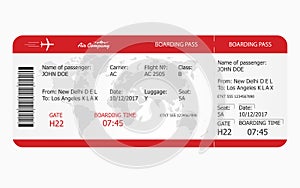 Airplane ticket. Boarding pass ticket template