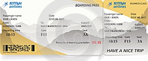 Airplane ticket boarding pass. Vector illustration