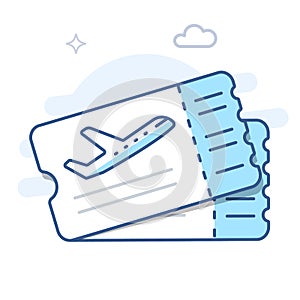 Airplane ticket line vector icon. Plane tickets line illustration.