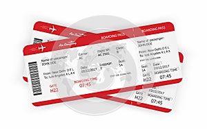 Airplane tickets. Boarding pass tickets template photo