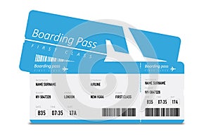 Airplane tickets isolated on white