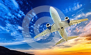 Airplane transportation. Jet air plane photo