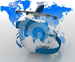 Airplane travels around the world