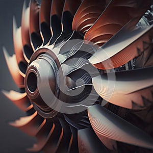 Airplane turbine closeup. Generative AI