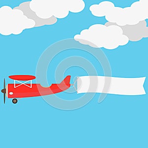 Airplane vintage with banner for your slogan. Vector illustration.