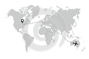 Airplane ways with pointers map world