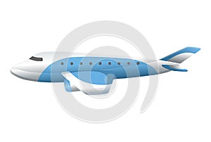 Airplane on white background. Airliner in side view. Vector realistic aircraft cargo. Passenger plane, sky flying