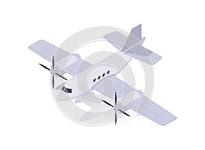 Airplane on a white background, portraying the concept of air travel and transportation. Vector illustration