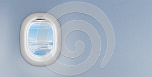 Airplane window or porthole with copyspace