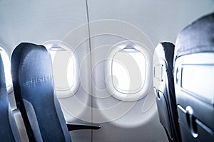 Airplane Window Seat. Economy Class Travel