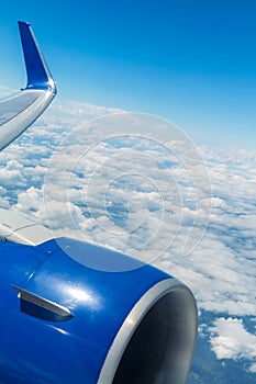 Airplane window stratosphere view