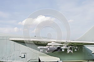 Airplane wing with bombs