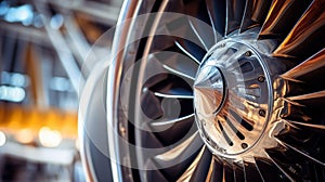 airplane wing and engine, highlighting the intricate details and design