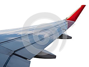 Airplane wing isolated on white background