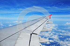 Airplane wing, passenger view
