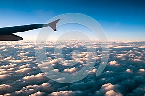 Airplane wing and sky