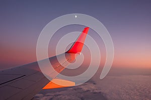 Airplane wing, sky, clouds