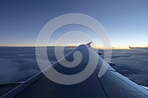 Airplane Wing at Sunrise