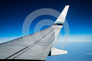 Airplane wing and winglet at cruising altitude