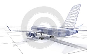 Airplane wire model , isolated on white