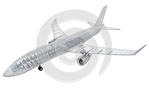 Airplane wire model , isolated on white.