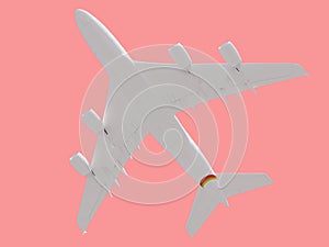 Airplane on yellow background. travel concept. 3d rendering