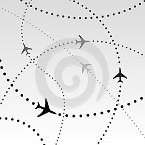 Airplanes Airlines Flight Paths in Sky