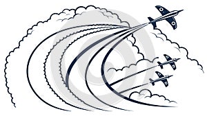 Airplanes Flying in Abstract Lines Vector Art, vector design Generative AI