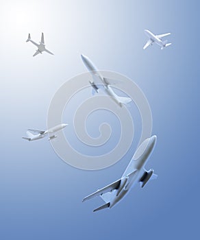 Airplanes flying in different