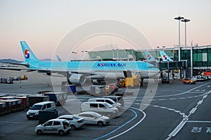 Airplanes at Incheon International Airport ICN in Seoul, South Korea