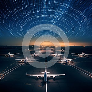 Airplanes in Night Sky