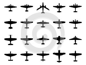 Airplanes silhouette set.