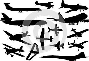 Airplanes silhouettes collection