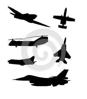 Airplanes silhouettes vector set.