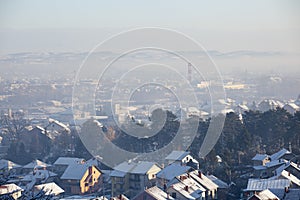 Airpolution air polution in winter, Valjevo, Serbia