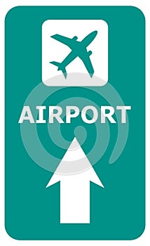 Airport ahead guide road sign