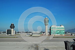 Airport air control tower at Hong Kong