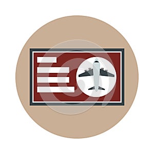 Airport airline boarding pass ticket travel transport terminal tourism or business block and flat style icon