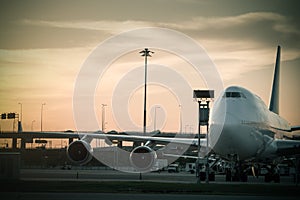 Airport airliner at with control tower