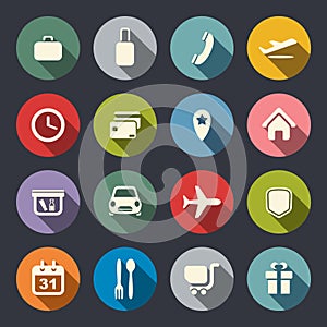 Airport and airlines services flat icons