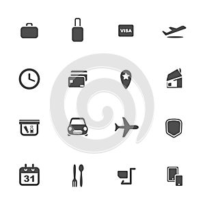 Airport and airlines services icons