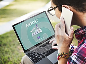 Airport Airplane Flight Destination Journey Concept