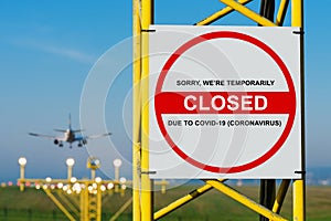 Airport airspace runway perimeter closed due to Coronavirus Covid-19 photo