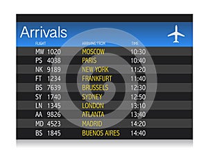 Airport arrival timetable illustration photo