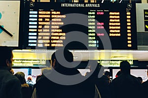 Airport arrivals board