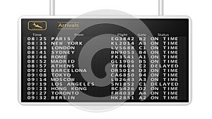 Airport arrivals timetable