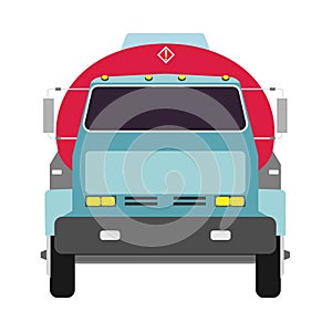 Airport aviation fuel truck vector flat front view. Airplane petrol tanker transportation