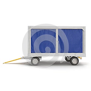 Airport Baggage Cart Covered Isolated On White Background. 3D Illustration