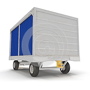 Airport Baggage Cart Covered Isolated On White Background. 3D Illustration