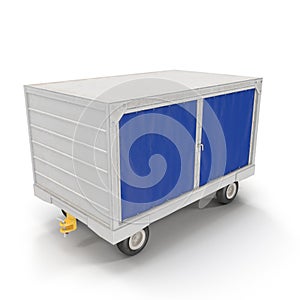 Airport Baggage Cart Covered Isolated On White Background. 3D Illustration